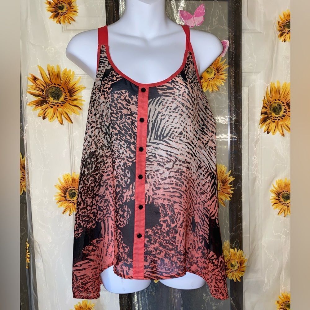 Band Of Gypsies Tank Top Orange And Brown Size Large TT-24